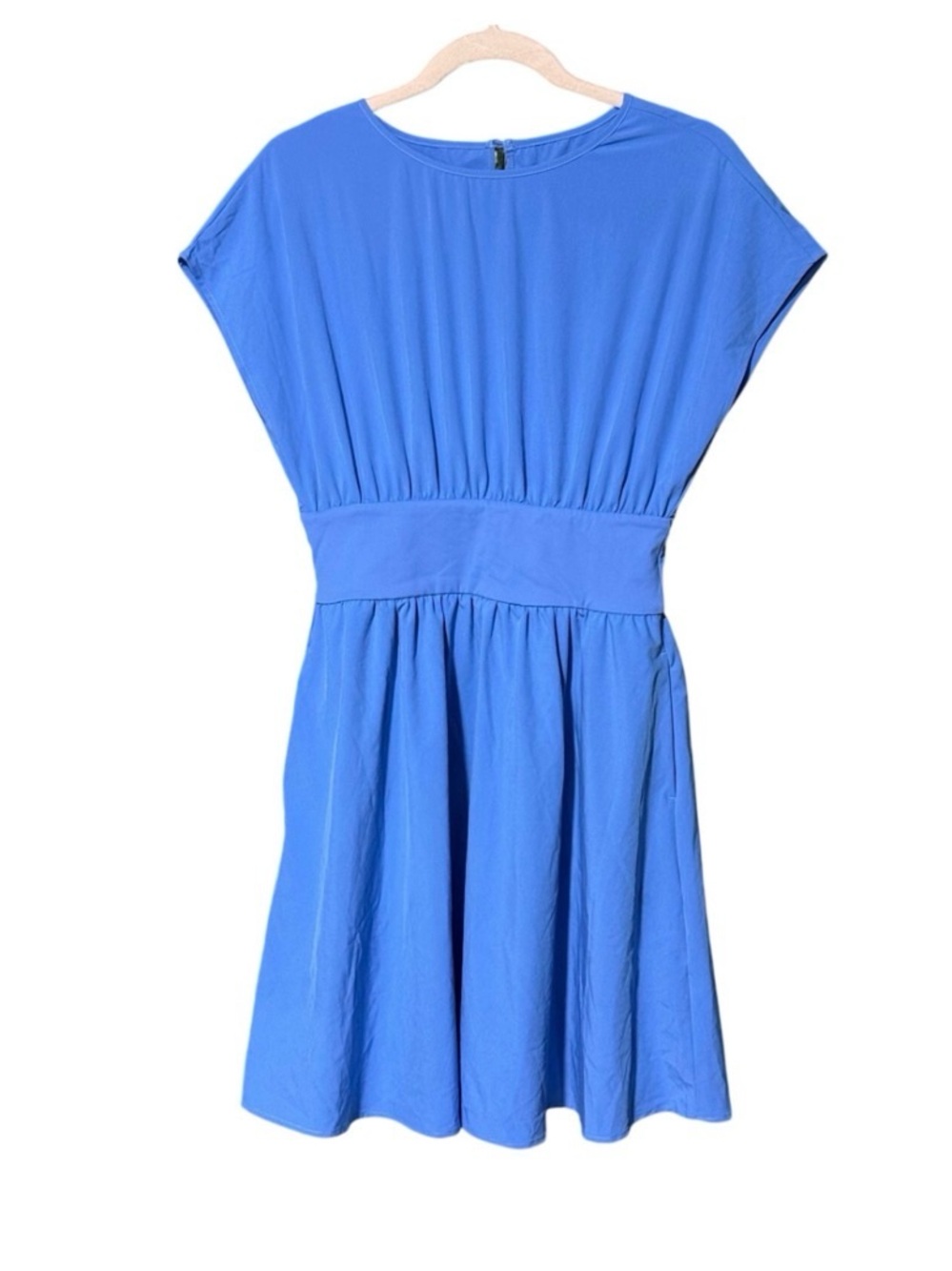 Halara Breezeful™ Batwing Short Sleeve Flowy Quick Dry Mini Blue Lined Dress Med - Picture 3 of 5